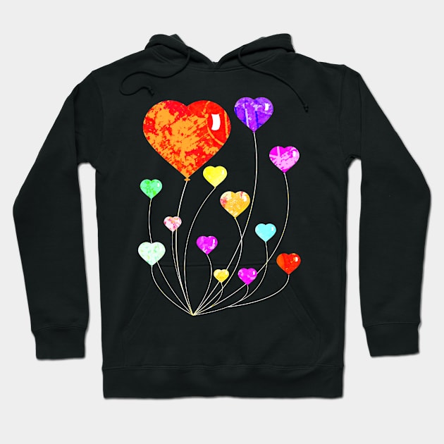 Vintage Balloon Hearts Hoodie by evisionarts